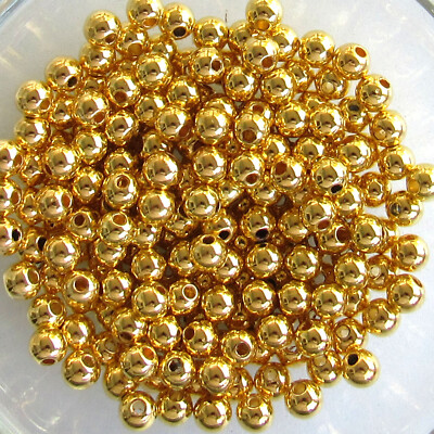 Gold [#2] Pearl Style Round Beads  3, 4, 5, 6, & 8mm Faux/Plastic Loose