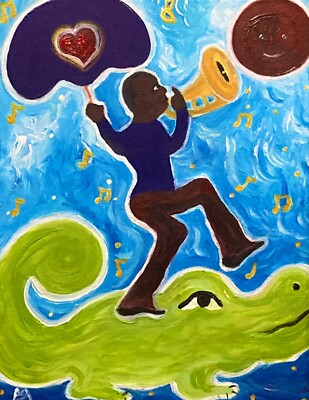 New Orleans Louisiana ''Trumpet Player'' by Mina Zavala Lanzas Canvas Giclee Print