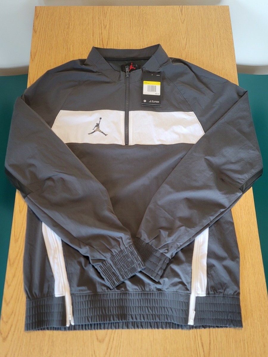 Nike Air Jordan Woven Long Sleeve 1/4 zip Jacket Grey/White Mens