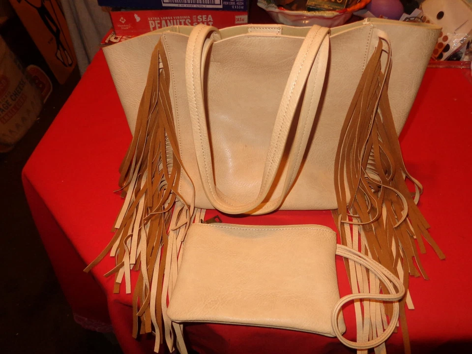 BOLSO HIPPY VINTAGE AÑOS 70 FLECOS + BOLSA CON CREMALLERA NUNCA USADO SUPER ESTADO # 597 Foto 3 de 4