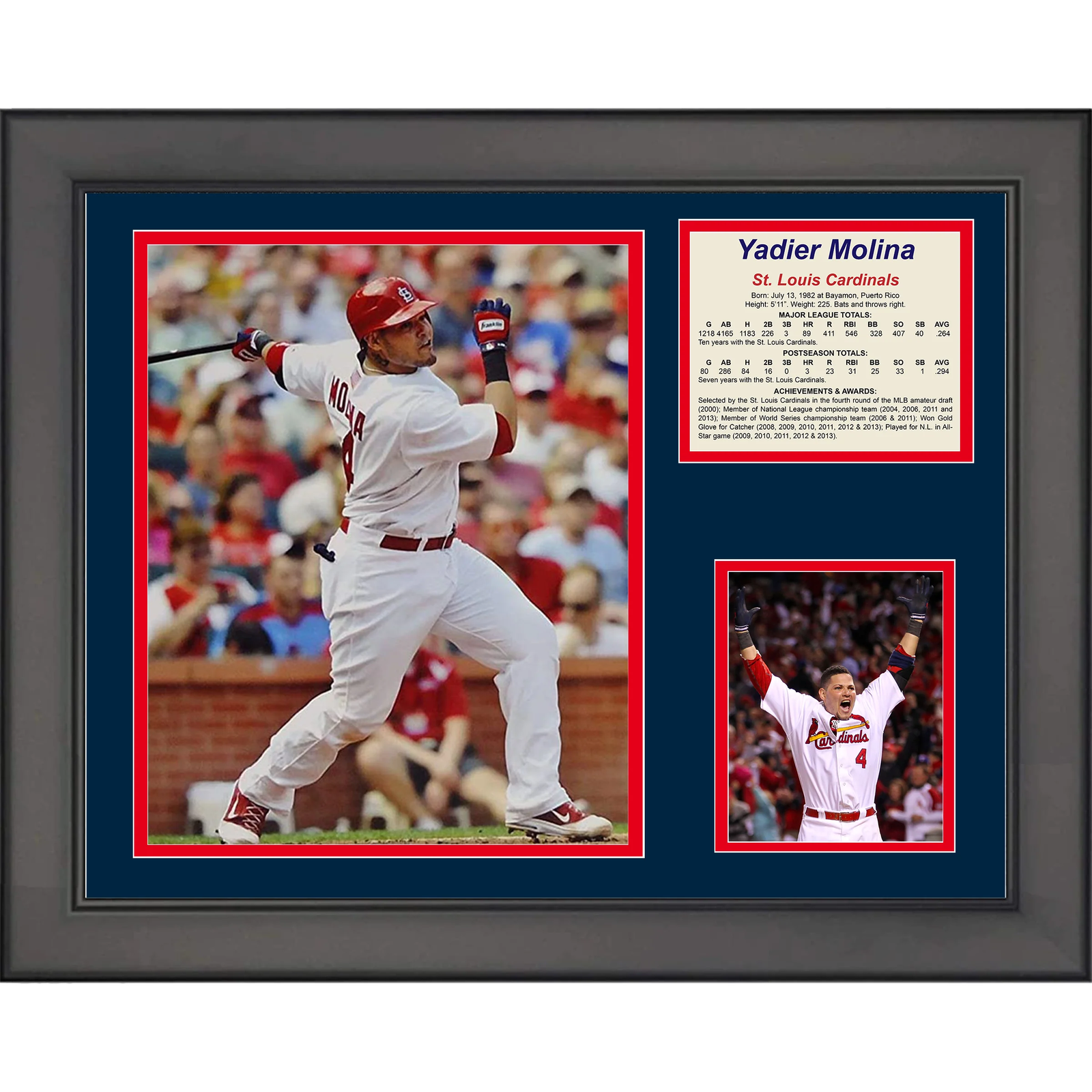 Cardinal Stuff Yadier Molina Framed Photo Collage - 11x14 Inch Legends  Never Die Sports Memorabilia Legends Never Die Sports Art, image size:1600x1600