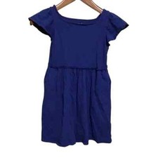 Cat  Jack Blue Pleated Sundress with Flutter Cap Sleeves M 7/8