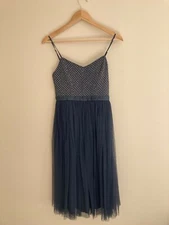 needle & thread Navy blue dress size 4. wTule skirt and beaded bodice.