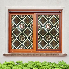 3D Diamond Stripe ZHUA277 Window Film Print Sticker Cling Stained Glass UV