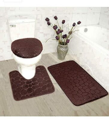 Mk Home 3pc Dark Brown Memory Foam Anti-Slip Bathroom Set