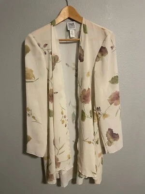 Chunoy Kimono Donna Manica Corta In Chiffon Floreale - Copricostume Leggero E Aperto, Taglie Dalla S Alla XXL - 5