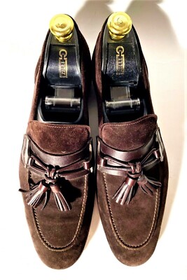 Tom Ford Suede Calf Leather Tassel Loafers Dark Brown Size 