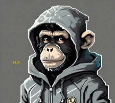 ai artwork. Pixelated monkey in A Hoodie