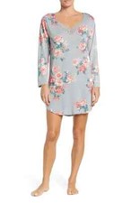 NWT Flora Nikrooz Sz S Jade V-Neck Lace Trim Floral Sleep Shirt Nightgown