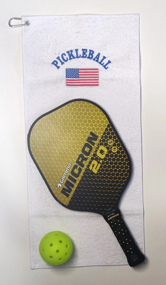 Pickleball FLAG - Sport Towel machine embroidered with silver grommet and hook