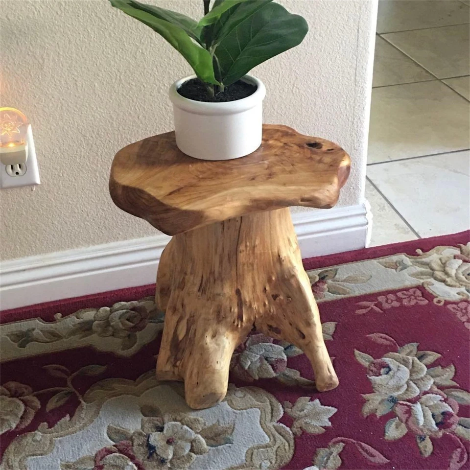 Cedar Root Mushroom Stool – Rustic Plant Stand Nightstand Side Table 13.5" H - Image 2 of 4