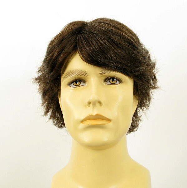 Perruque homme cheveux naturels marron blanc JUSTIN 6SPW postiche calvitie
