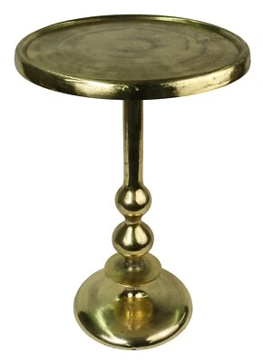 MIDDLE-ENGLAND 62CM ALUMINIUM PEDESTAL TABLE GOLD/BRASS INDUSTRIAL FINISH SIDE WINE LAMP TABLE