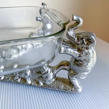 Vtg 1994 Arthur Court Elephant Casserole HOLDER ONLY (Glass Dish Not Included)