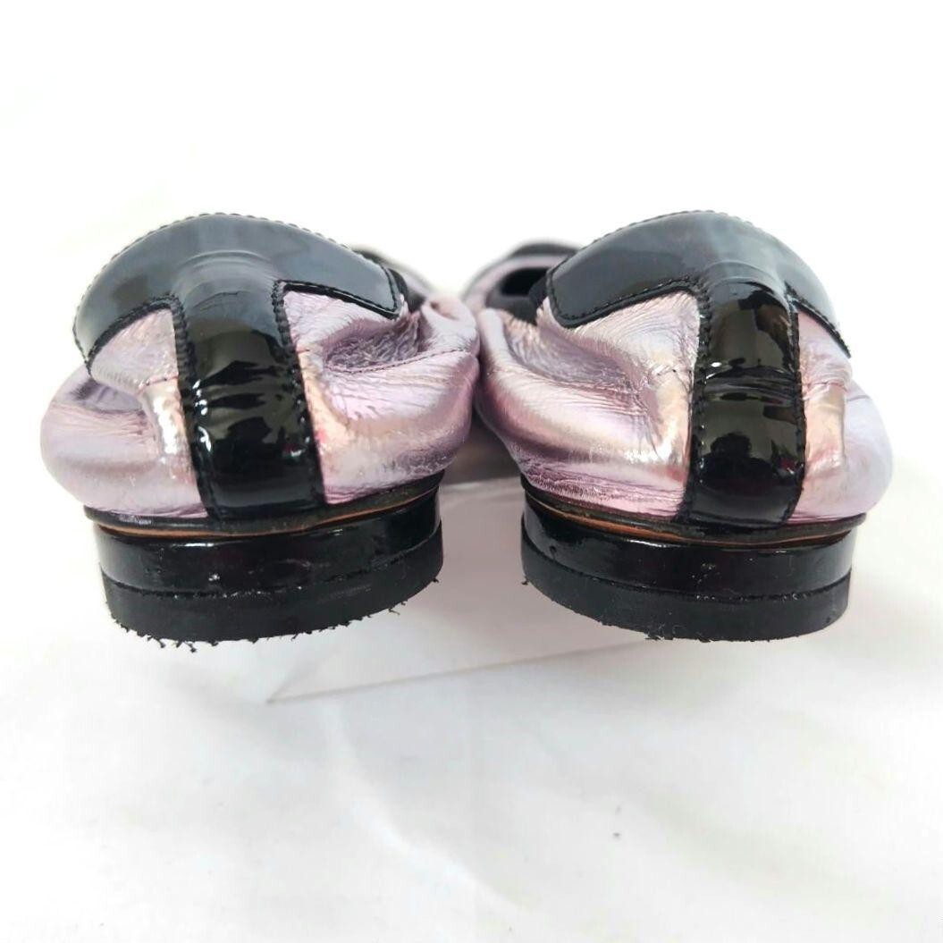 靴 CHANEL Coco Mark Ballerina Gun llic CHANEL Coco Mark Ballerina Flat Shoes Ladies Size JP/23.5 EU