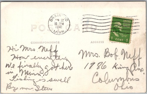 Postcard Shing Wako Lodge on Lake Edward; Merrifield, MN RPPC Real Photo 1941 Ji - Picture 2 of 2