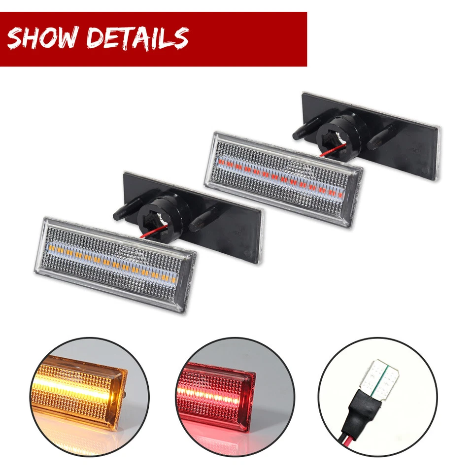 4X LED Side Marker Lights Clear Lens Front Rear For 81-88 Oldsmobile Cutlass 442 - Image 4 of 4