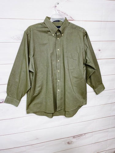 Barrington Mens Shirt Size 17 Olive Green Button Up Wrinkle Free Long Sleeve - Picture 2 of 5