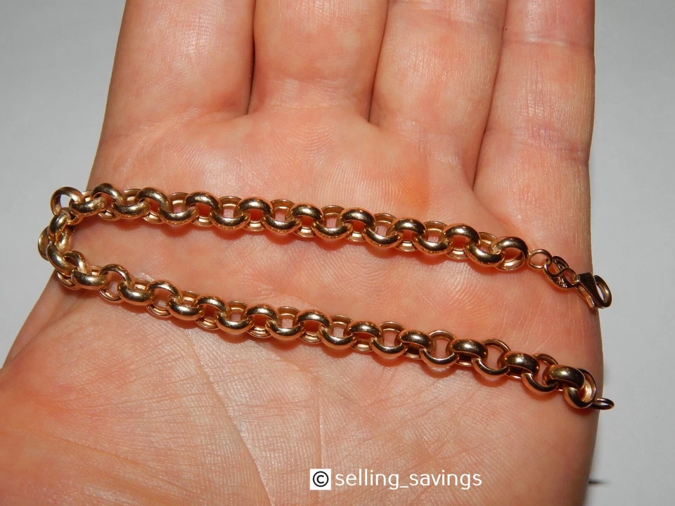 BRAZALETE ESLABÓN ROLO ITALIANO ORO AMARILLO 14K ORO ETERNO 7 MM ANCHO 8 PULGADAS - 8,5 GRAMOS Foto 4 de 4