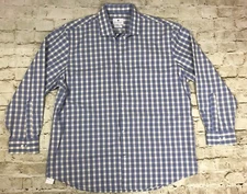 Ryan Seacrest Distinction Blue Plaid Long Sleeve Slim Fit Button Up Men's 17.5*