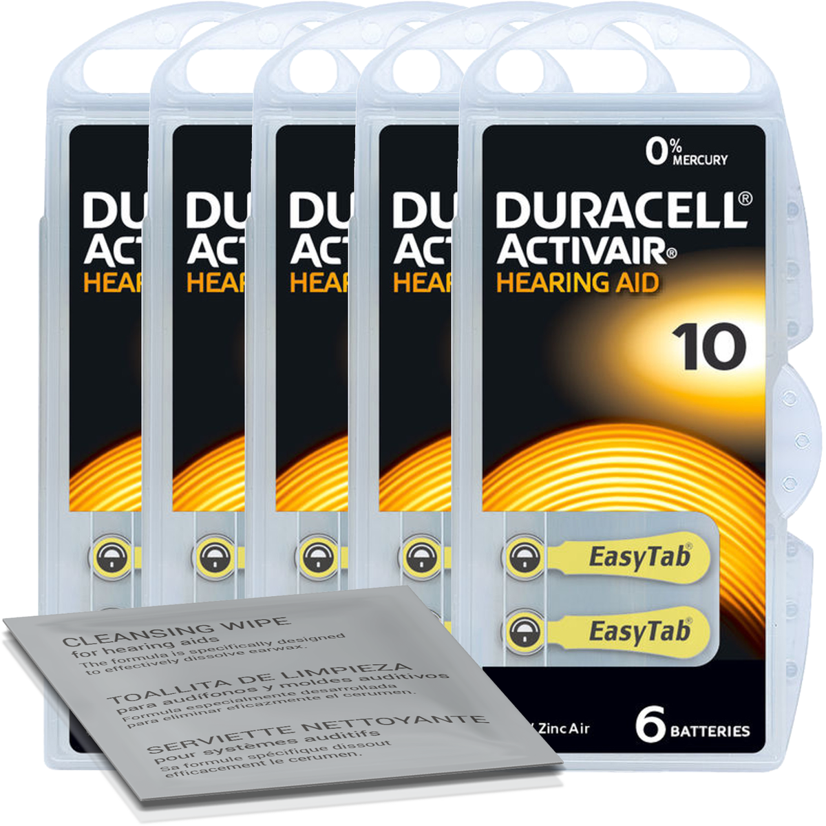 Duracell - Baterías De Audífonos Amarillas Tamaño 10, Paquete De 32
