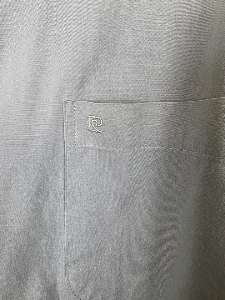 Camisa masculina Pierre Cardin 18 36/37 cinza manga longa vestido clássico com botões - Imagem 4 de 4