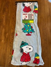 Peanuts Throw Blanket Snoopy Woodstock Christmas Puffer Jackets 50x70 NEW