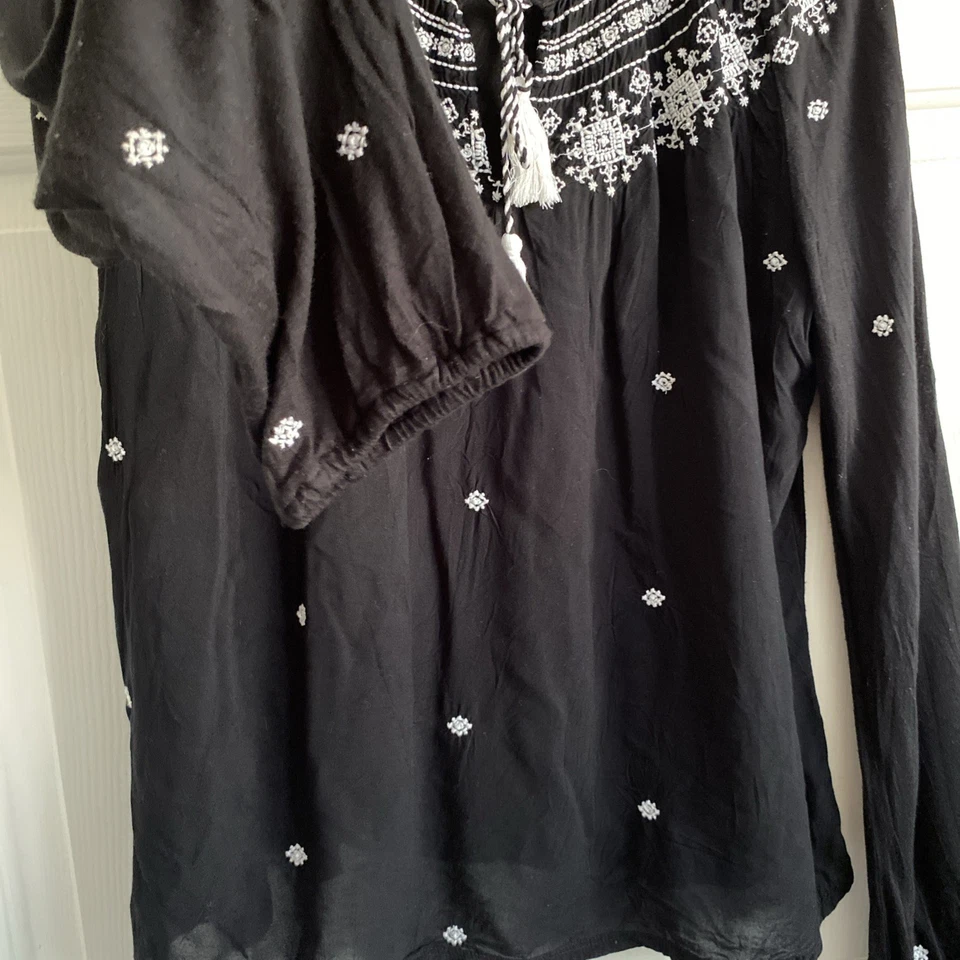 INC International Concepts Embroidered Tunic Knit Top Long Sleeve Black XL - Image 4 of 4