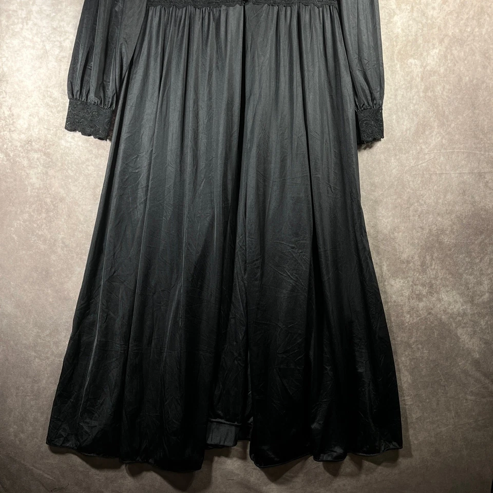 Sexy conjunto de bata de encaje negro talla grande vintage Shadowline para boda Foto 3 de 4