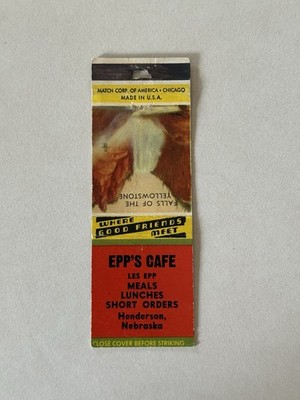 Epp Cafe Henderson Nebraska Red Vintage Matchbook Cover 456B
