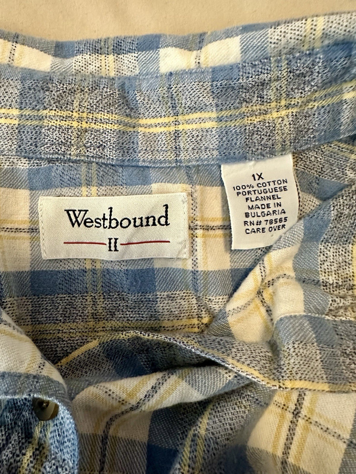Westbound Blue Yellow Plaid Easter Button Up 1X F… - image 3