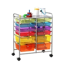 Utility Cart with 12 Drawers Rolling Storage Art Craft Organizer,  Multicolor