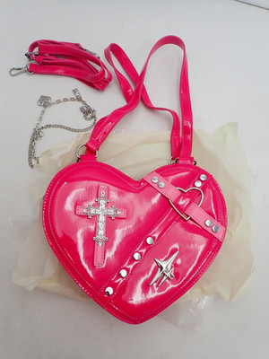 SUKUTU Cute Heart Shaped Shoulder Bag for Women Girls Rivet Studded Gothic Purse
