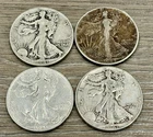 US 90% Silver Walking Liberty Half Dollar Coin Lot - 4-PC, Circulated Coins