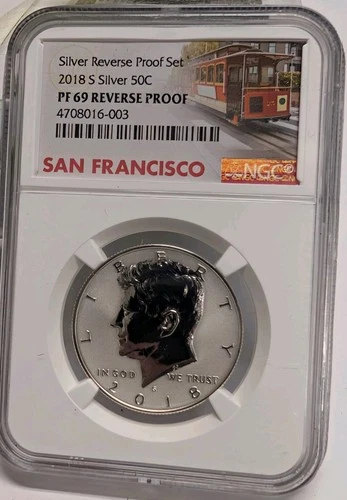 2018-S San Francisco Kennedy Silver Half Dollar Reverse Proof Set PR69DCAM