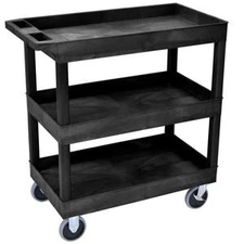 LUXOR EC111HD-B Utility Tub Cart, 32" x 18", 3 Shelves- 125 lbs. Capacity Per Sh