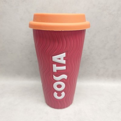 Costa Kaffee Keramik Travel Cup Becher Welleneffekt - mit Silikondeckel - sehr guter Zustand 16cm