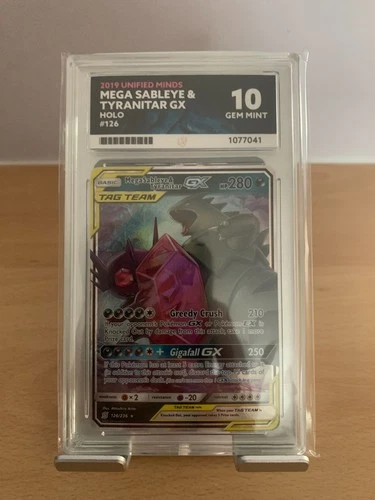 Pokémon Mega Sableye & Tyranitar GX Holo 126 Unified Minds Ace 10 Gem Mint
