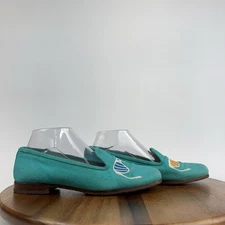 Womens Stubbs & Wooton Woven Blue Needlepoint Sunglasses Loafers Shoes Size 9 M