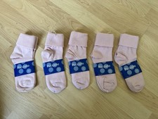 Girls Pink Seamless School Uniform Ankle Turn Cuff Socks - Total of 5 - NEW