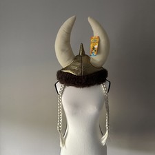 Viking Hat with Horns  Braids Costume Hat - One Size Fits Most Halloween