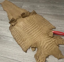 Tan Saddle Genuine Crocodile Belly Tail Hide Leather Skin real alligator 409