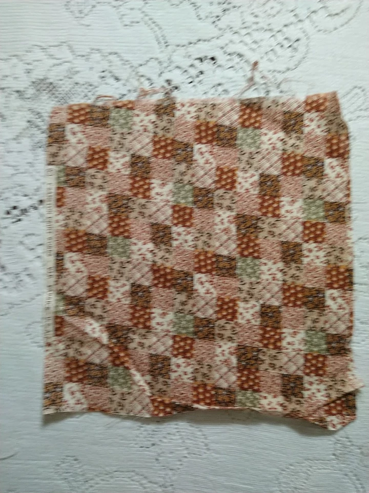 REMNANT Cheater Quilt Fabric Cotton VIP Cranston Brown Floral Squares 9x9" - Image 2 of 4