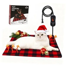 Pet Heating Pad, Adjustable Temperature Heated Cat Bed with Timer, 17.7"x17.7"
