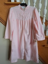 NEW Vintage Miss Elaine Robe Nightgown 3/4" Zip Soft Pink Ladies L Made in USA