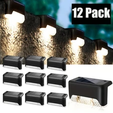 12x LED Solar Fence Lights Outdoor Garden Yard Waterproof Stairs Step Deck Lamp