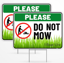2PC Do Not Mow Sign with Stake, 12 Inches by 9 Inches - Corrugated Plastic - No