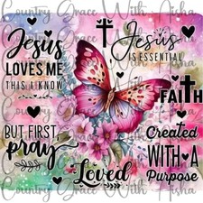 20oz Skinny Tumbler Faith Jesus Loves Me Sublimation Transfer Ready To Press