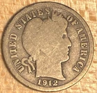 1912 - Barber Liberty Dime 10c - Silver - from collection