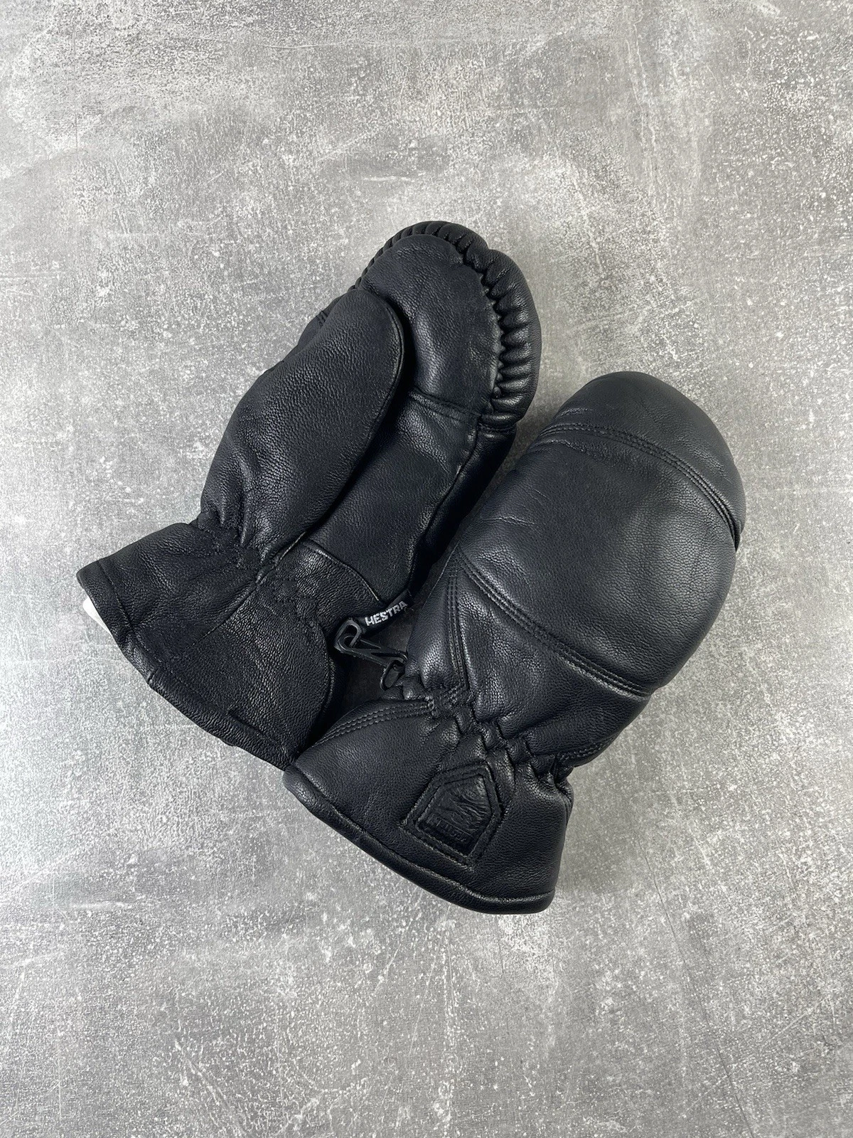 Hestra Leather Mittens with Faux Fur Lining Black Size 5 Small (XS-S)